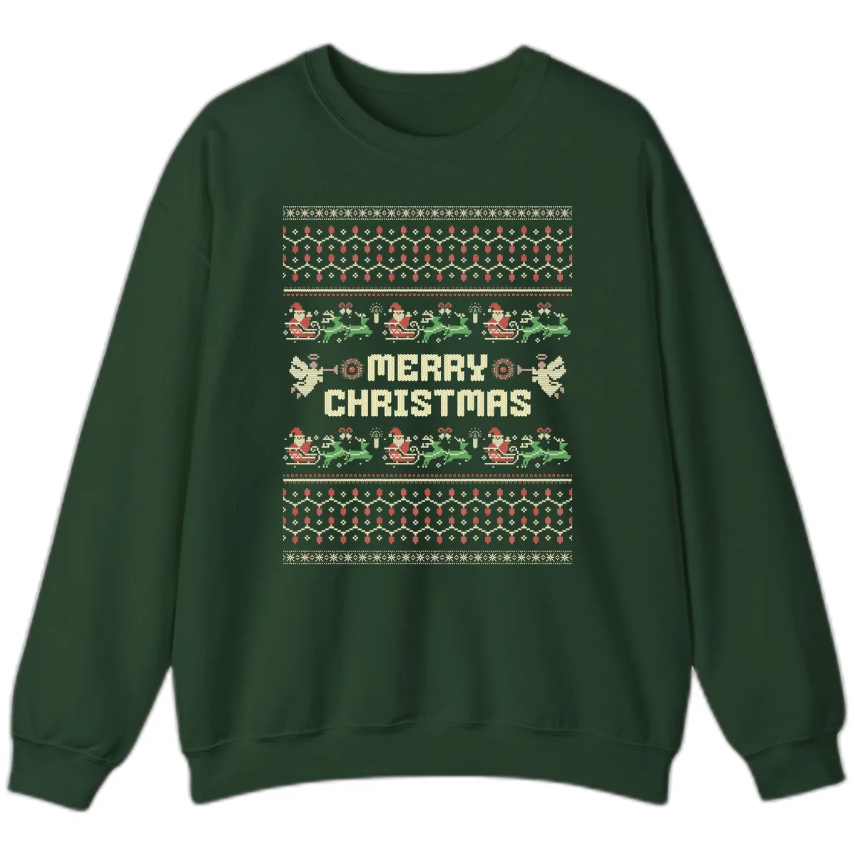 Ugly Christmas Sweater Merry Christmas Sweatshirt in Forest Green