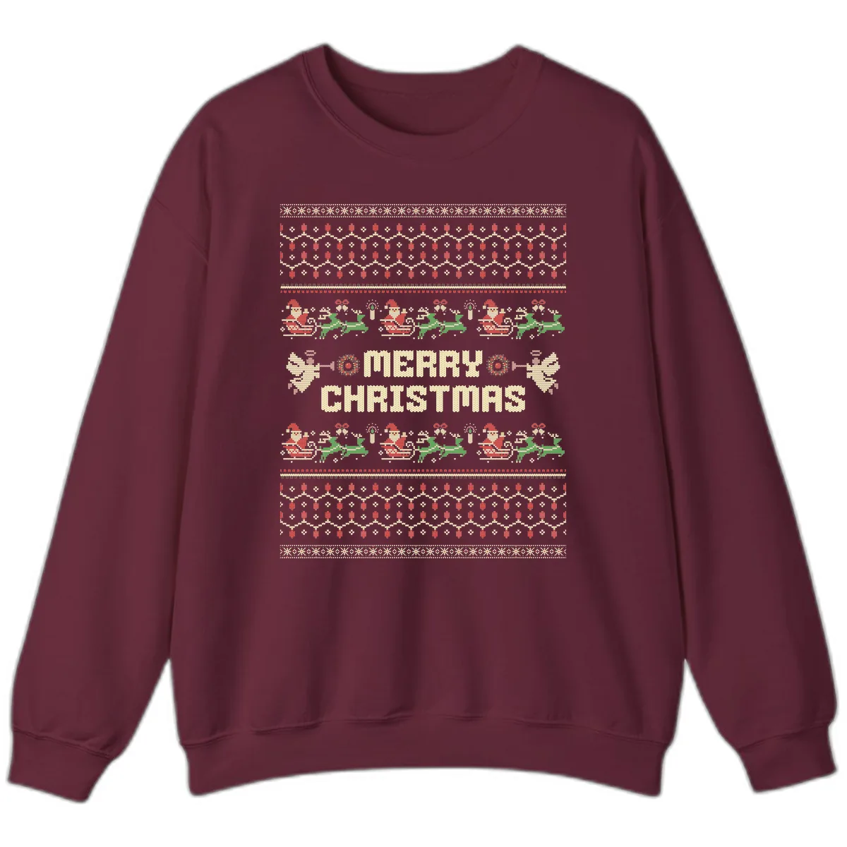 Ugly Christmas Sweater Merry Christmas Sweatshirt in Maroon