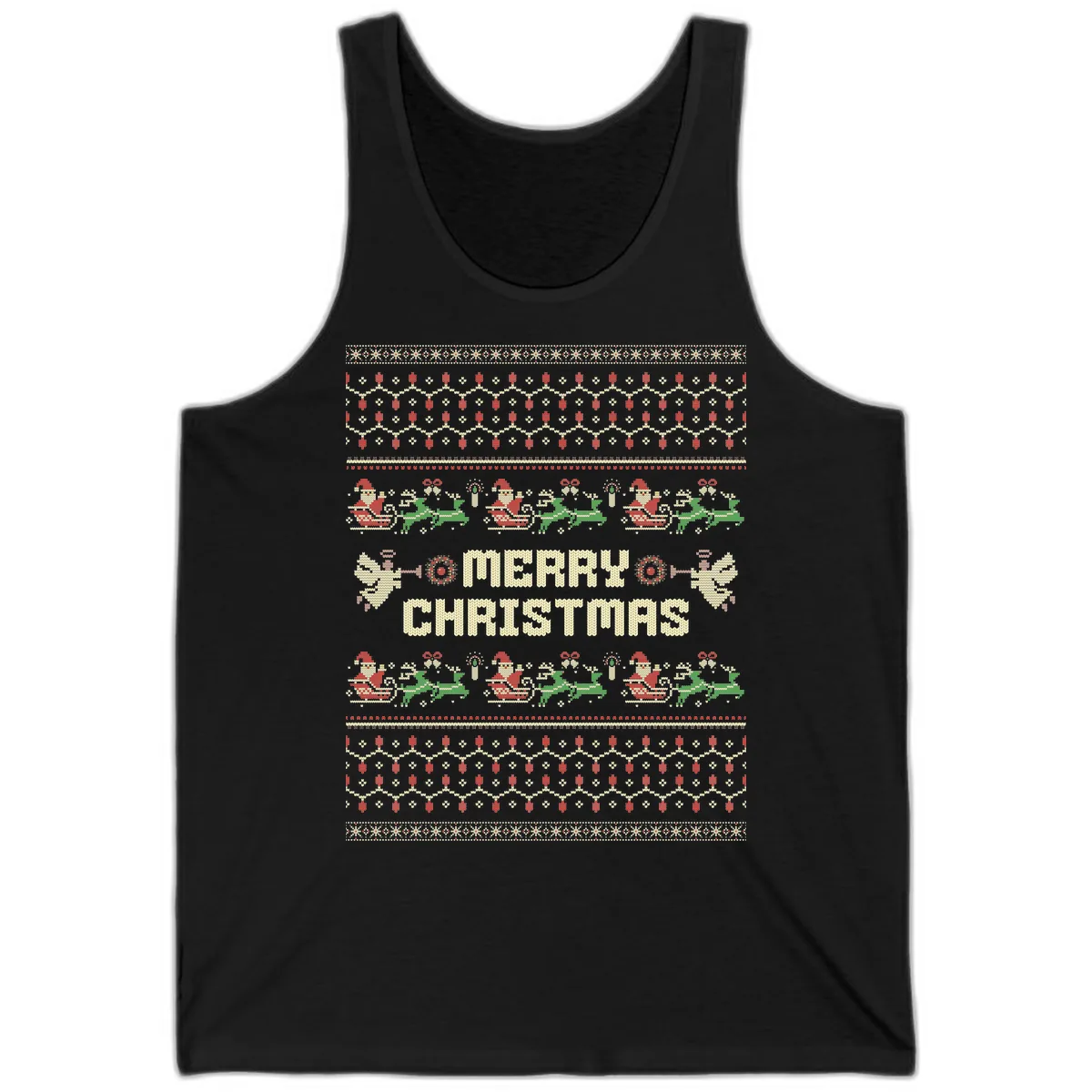 Ugly Christmas Sweater Merry Christmas Tank in Black