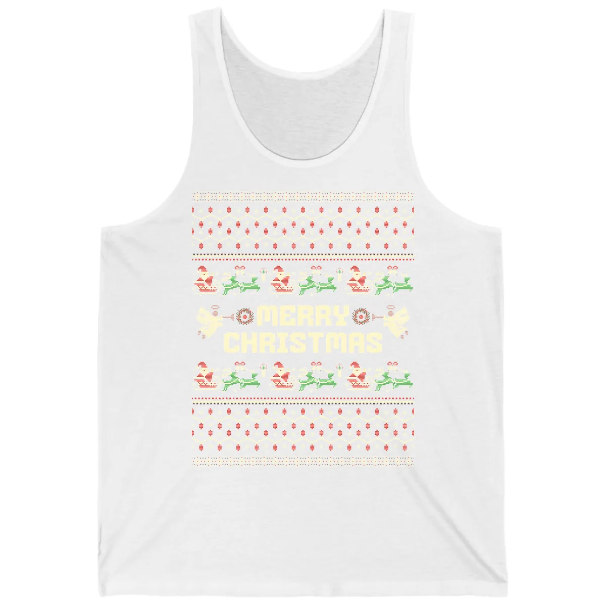Ugly Christmas Sweater Merry Christmas Tank in White
