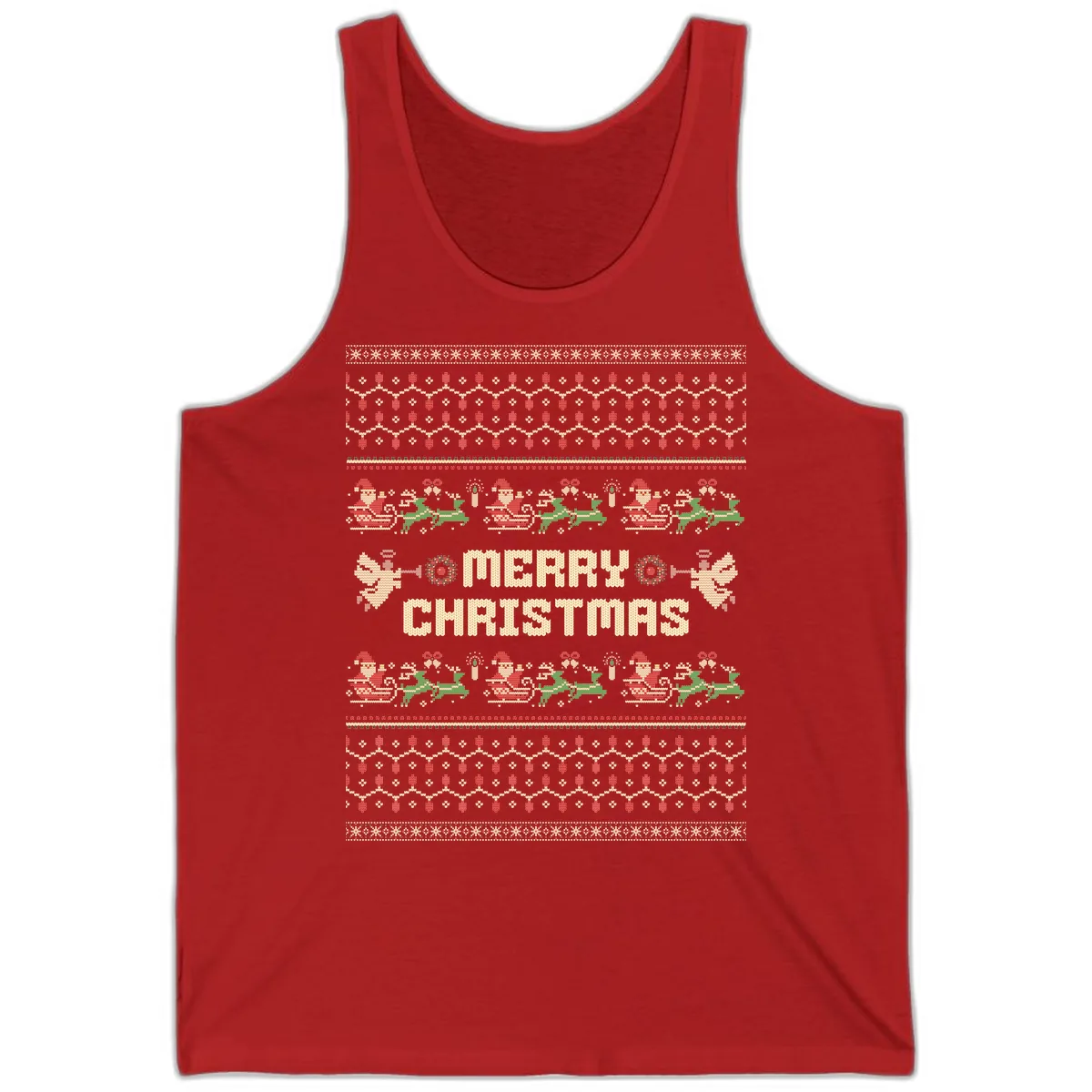 Ugly Christmas Sweater Merry Christmas Tank in Red