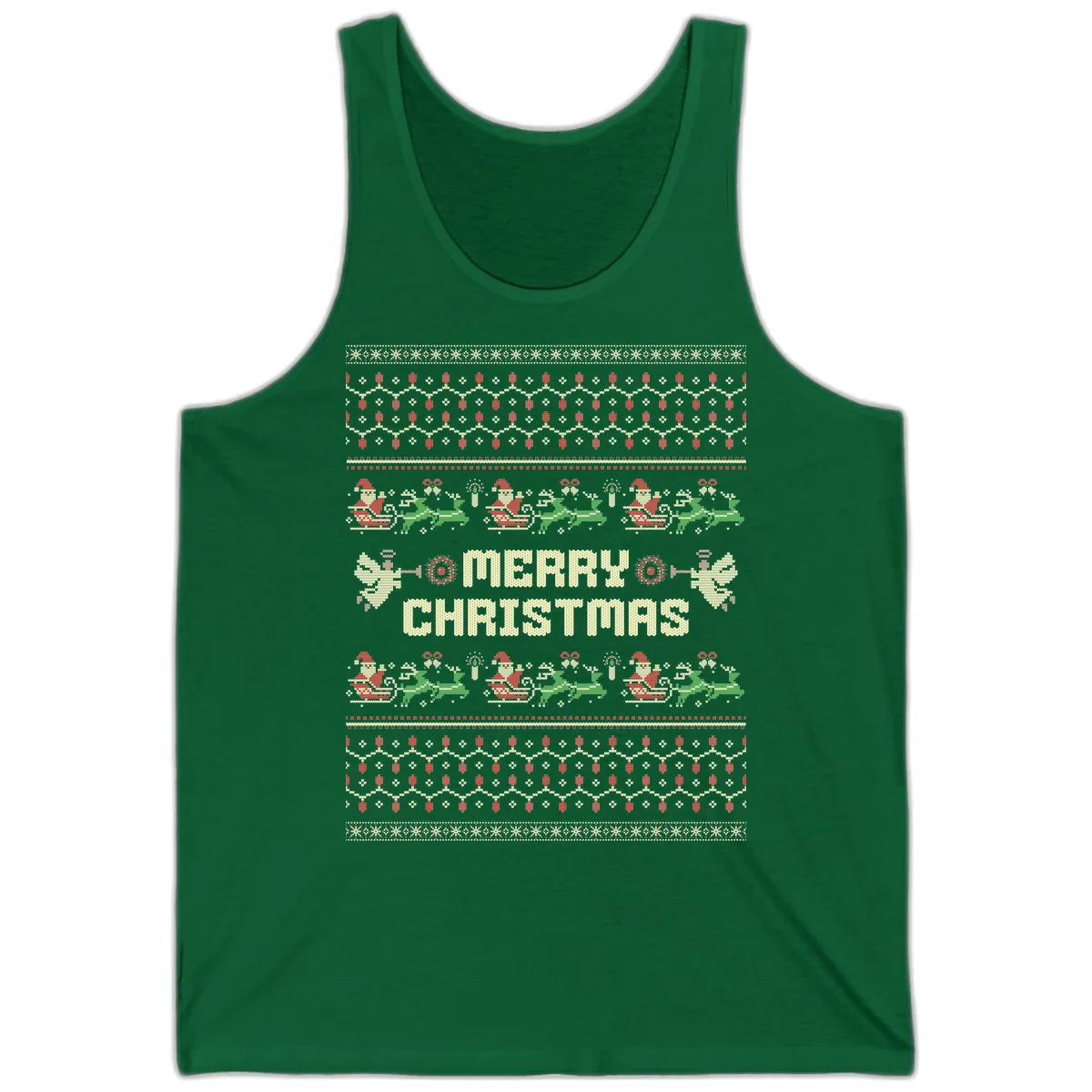 Ugly Christmas Sweater Merry Christmas Tank in Kelly