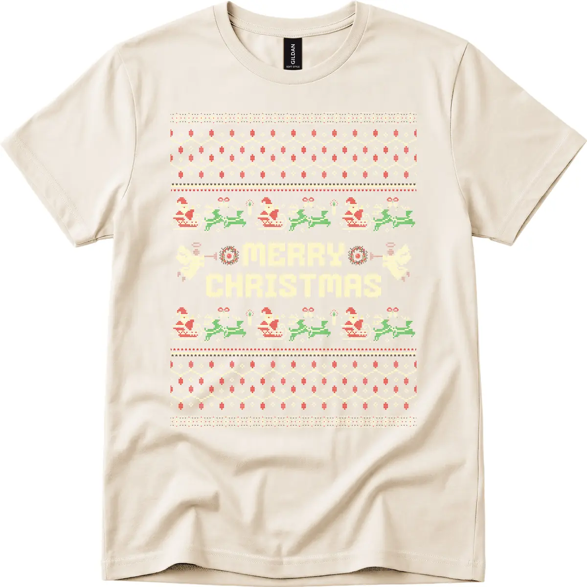 Ugly Christmas Sweater Merry Christmas T-Shirt in Natural