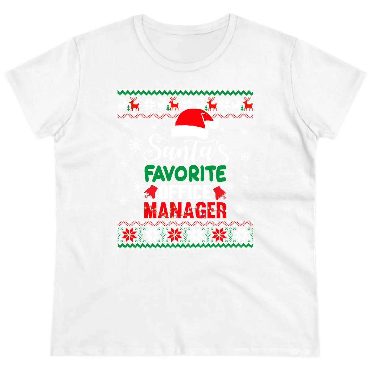 Santa's Favorite Office Manager Ladies Tee in White