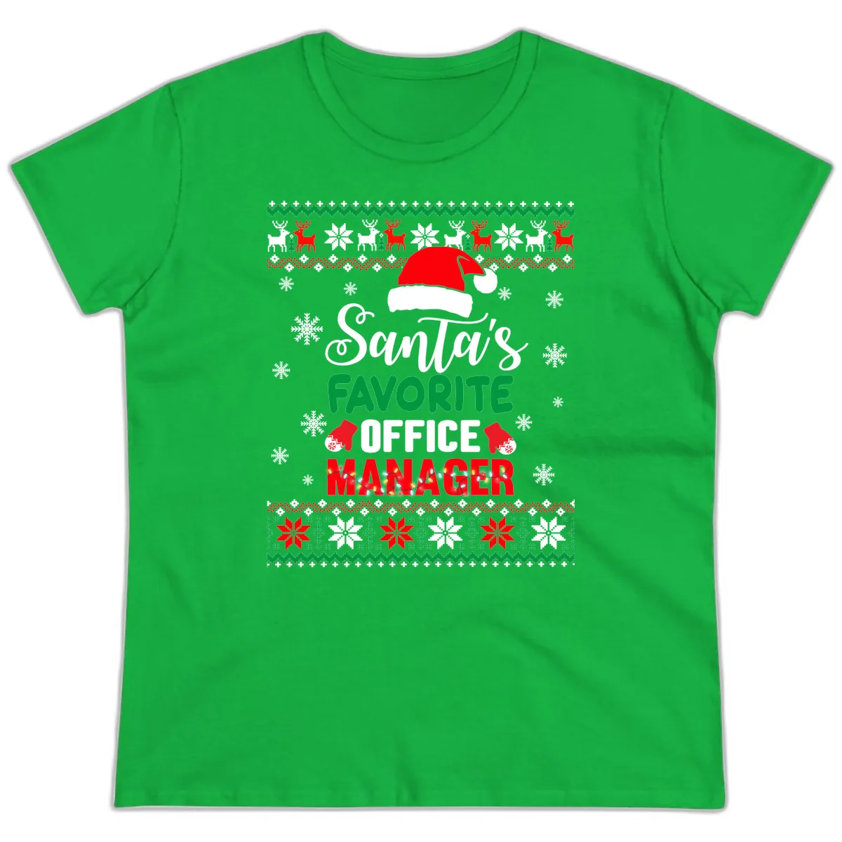 Santa's Favorite Office Manager Ladies Tee in Irish Green