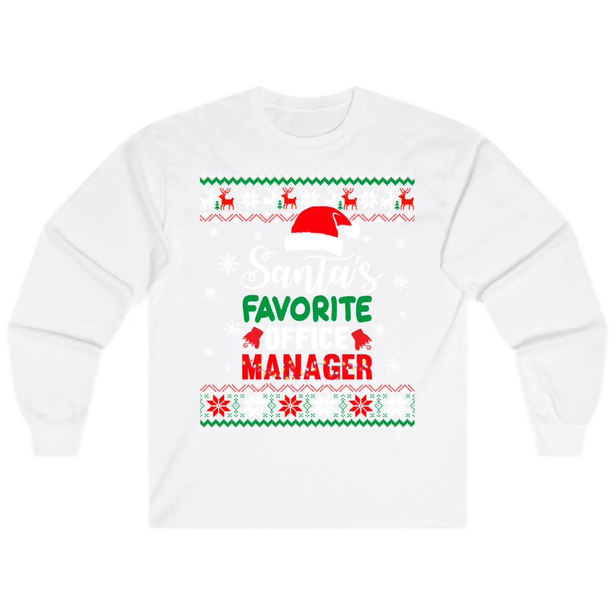 Santa's Favorite Office Manager Long Sleeve in White