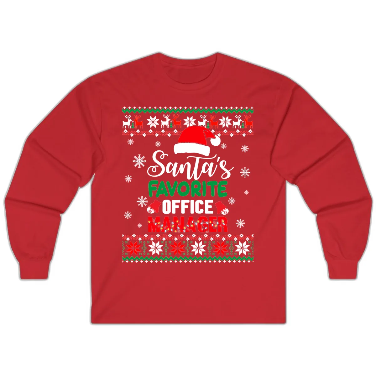 Santa's Favorite Office Manager Long Sleeve in Red