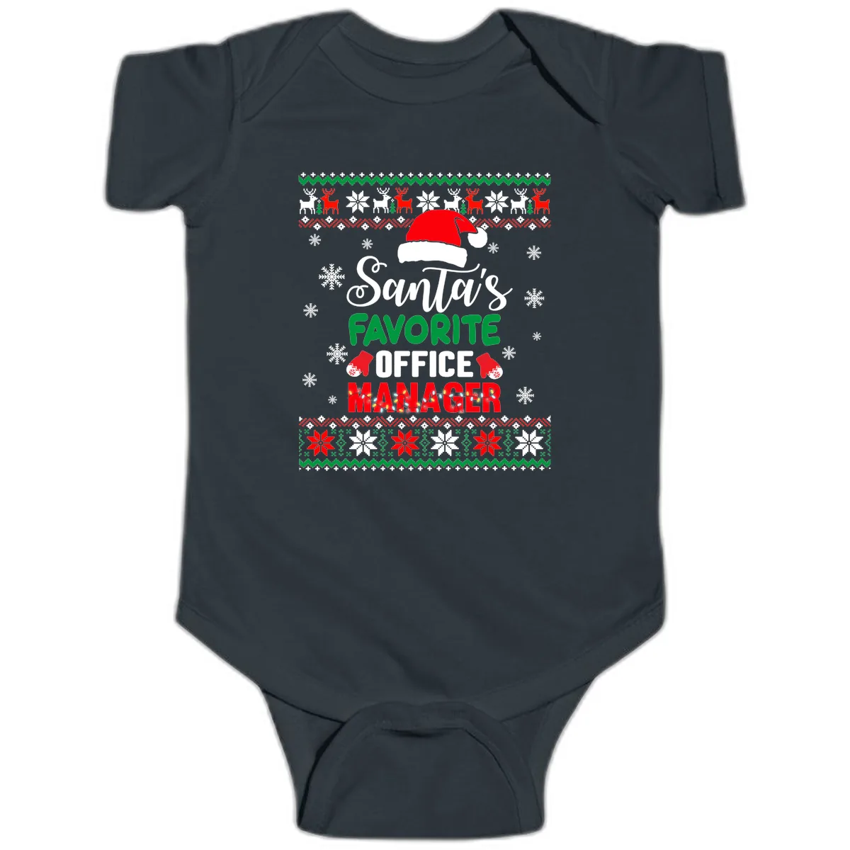 Santa's Favorite Office Manager Baby Onesie in Black