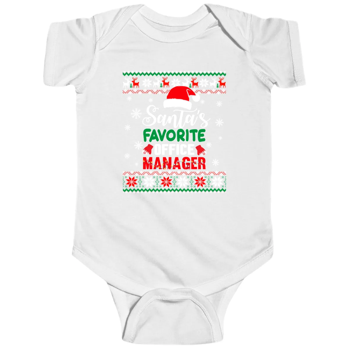 Santa's Favorite Office Manager Baby Onesie in White