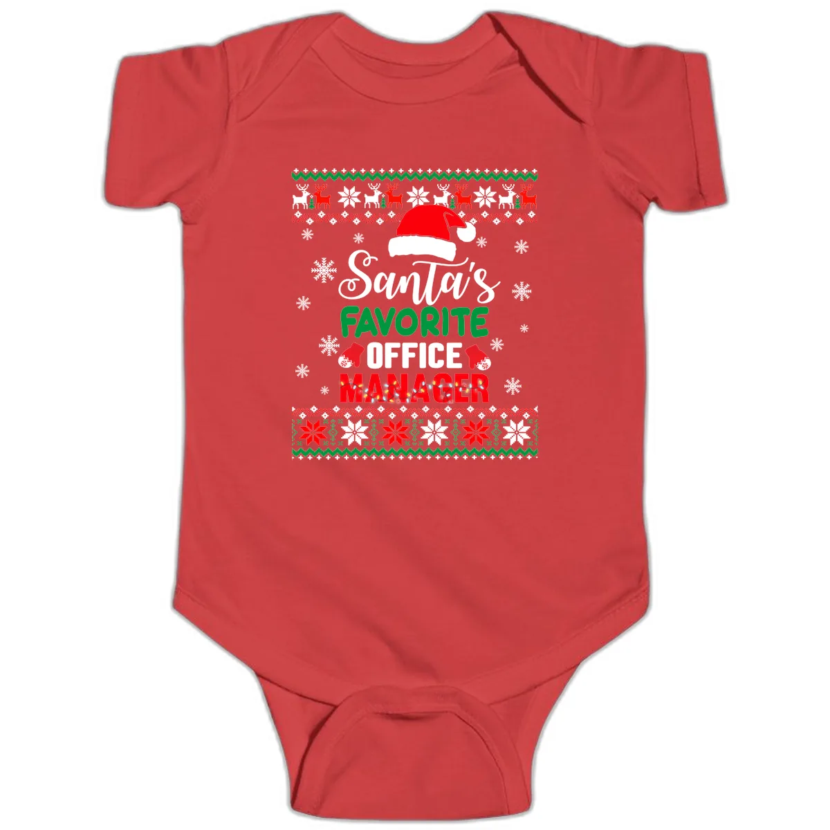 Santa's Favorite Office Manager Baby Onesie in Red