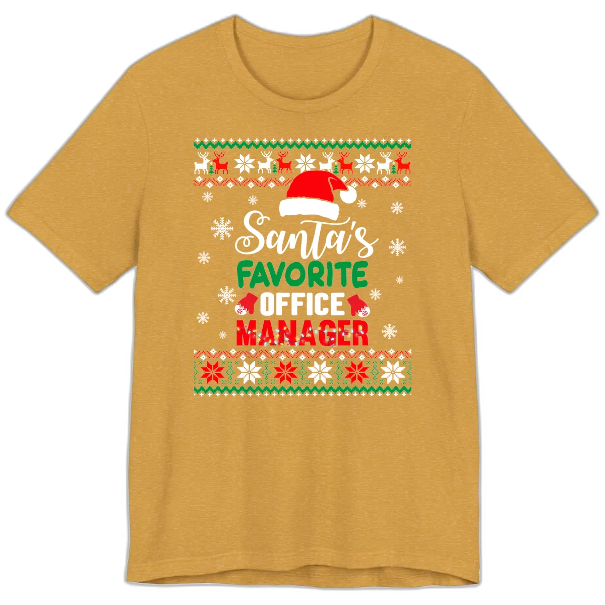 Santa's Favorite Office Manager Premium T-Shirt in Heather Mustard