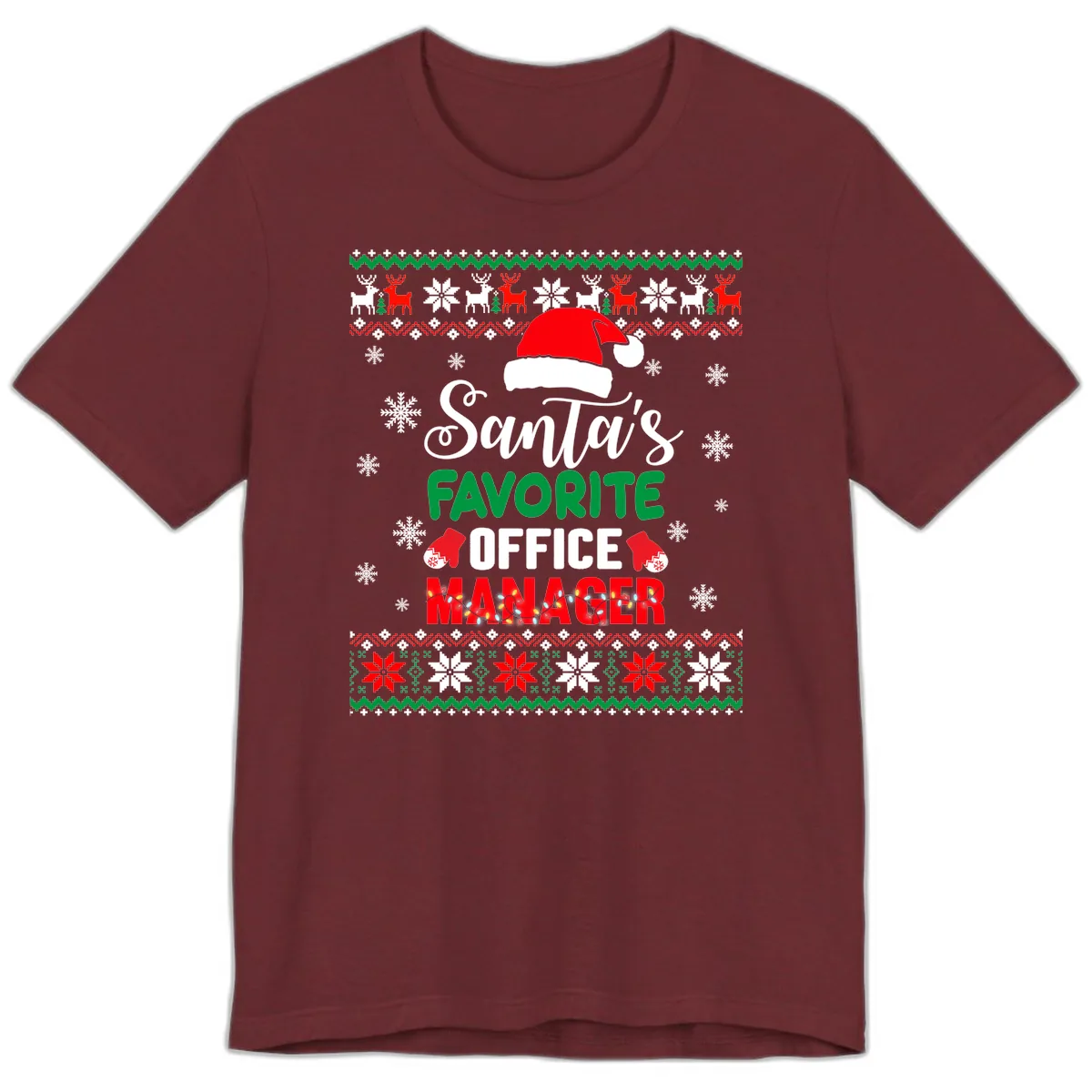 Santa's Favorite Office Manager Premium T-Shirt in Heather Cardinal