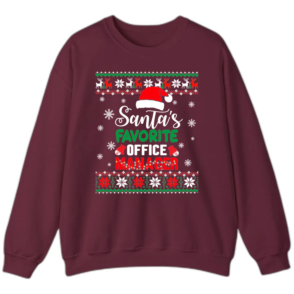 Santa's Favorite Office Manager Sweatshirt in Maroon