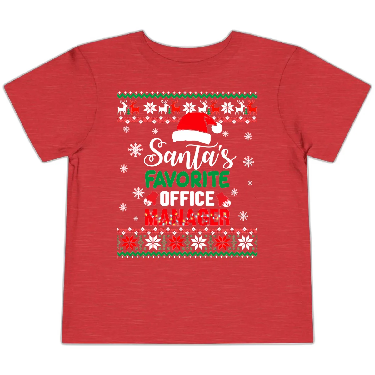 Santa's Favorite Office Manager Toddler T-Shirt in Heather Red