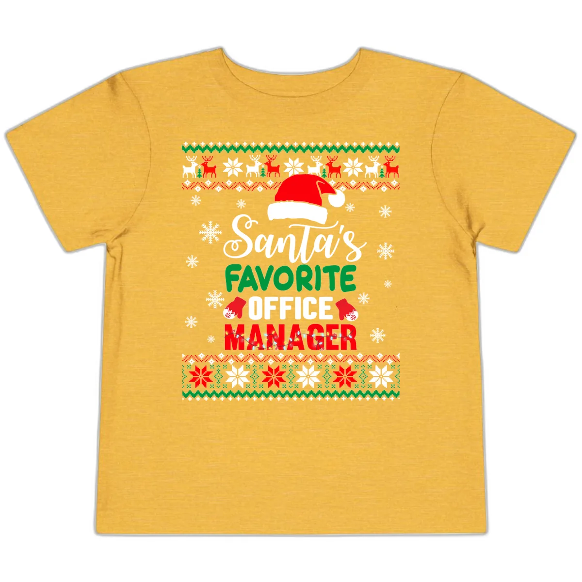Santa's Favorite Office Manager Toddler T-Shirt in Heather Yellow Gold