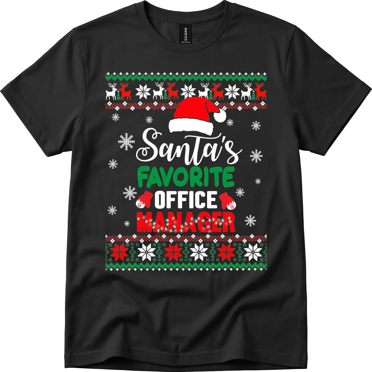 Santa's Favorite Office Manager T-Shirt in Black