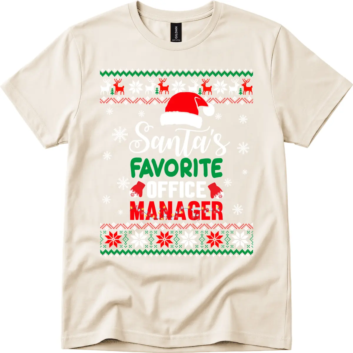 Santa's Favorite Office Manager T-Shirt in Natural