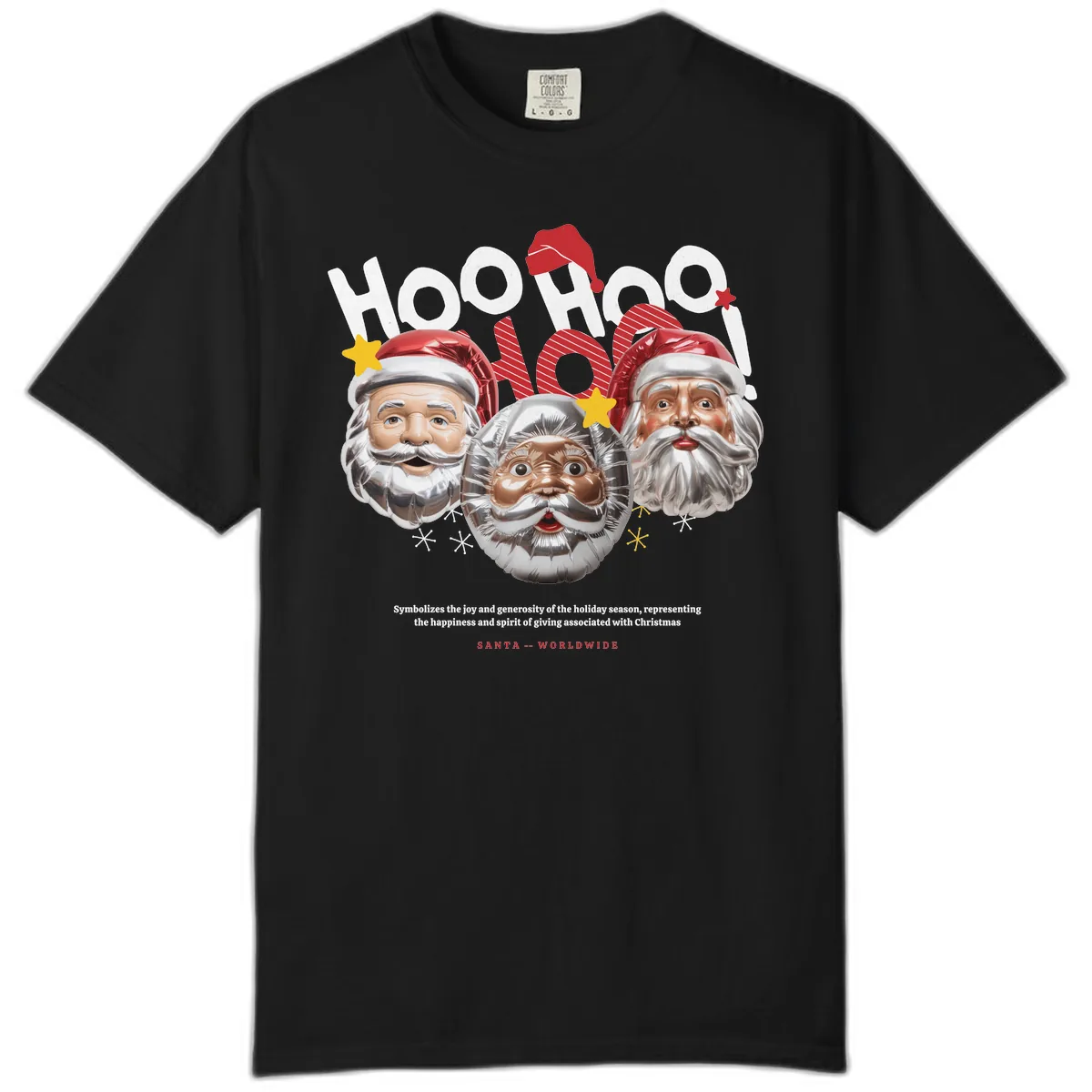 Hoo Hoo Hoo Santa Faces Comfort Color in Black