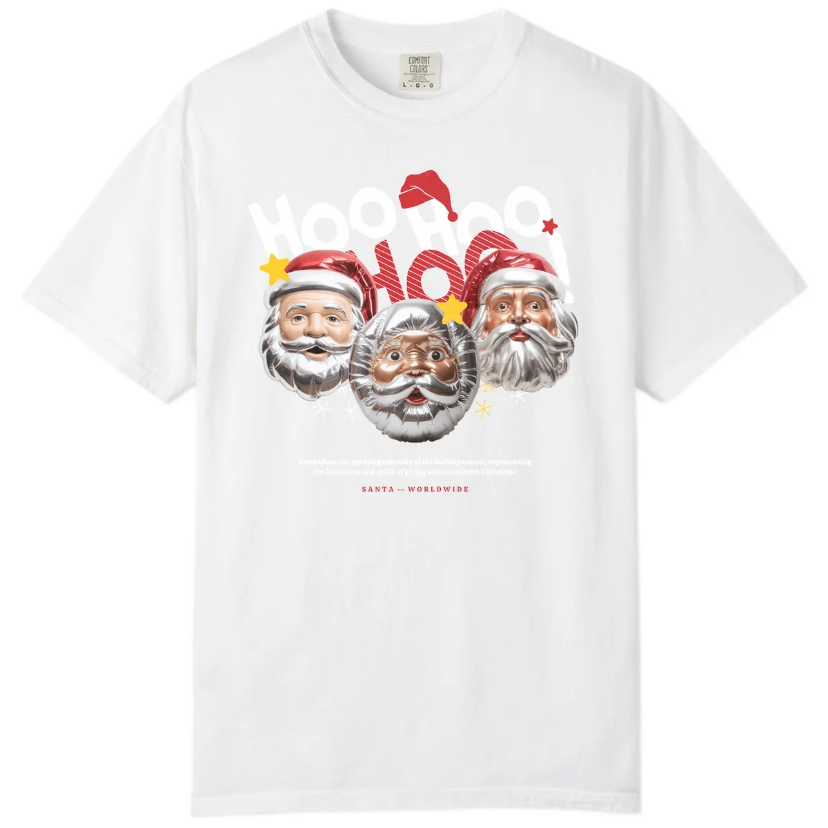 Hoo Hoo Hoo Santa Faces Comfort Color in White