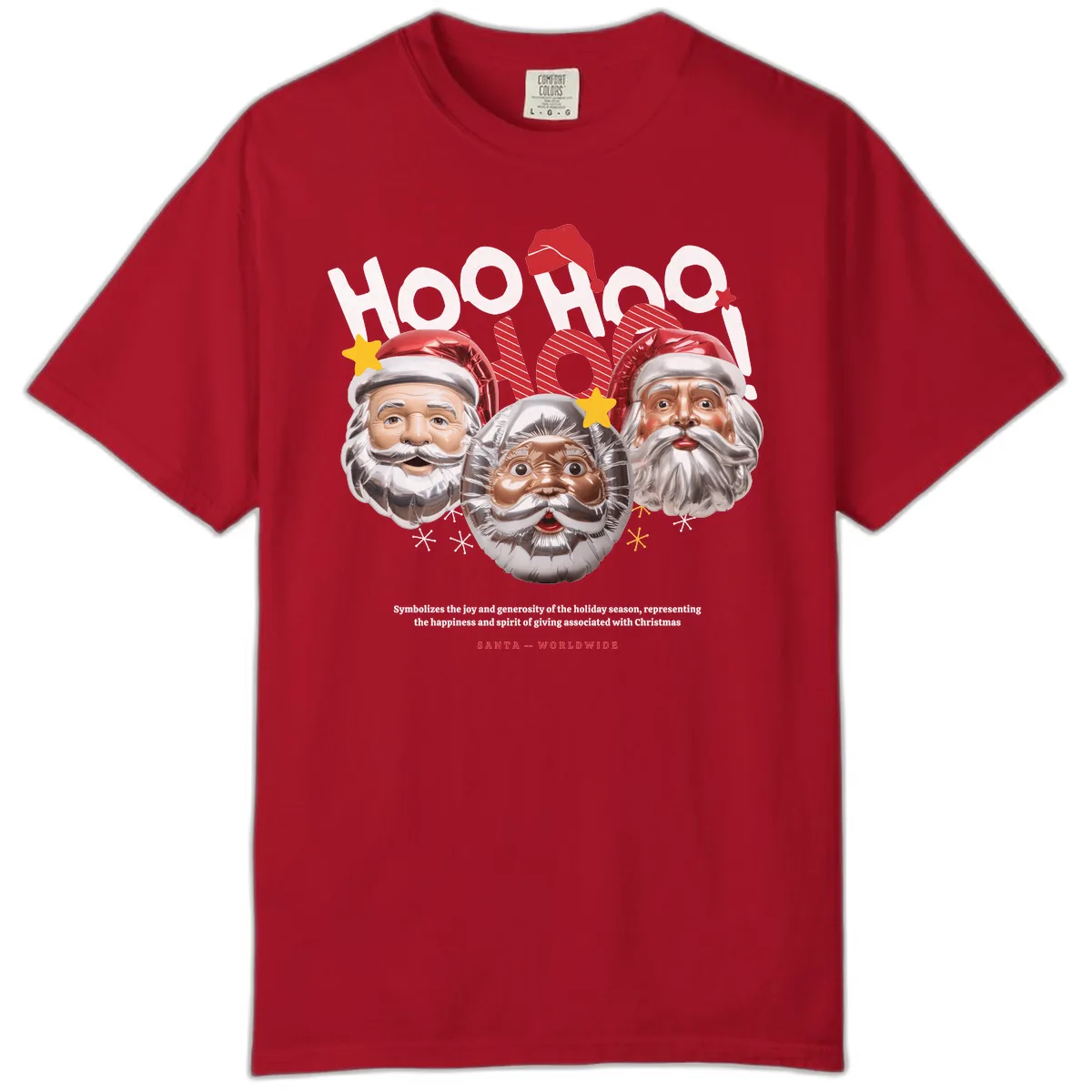 Hoo Hoo Hoo Santa Faces Comfort Color in Red