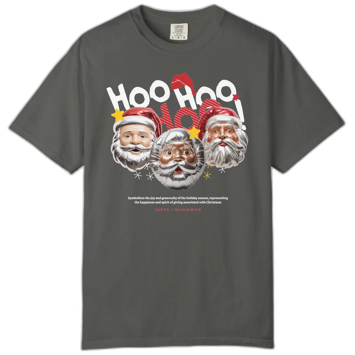 Hoo Hoo Hoo Santa Faces Comfort Color in Pepper