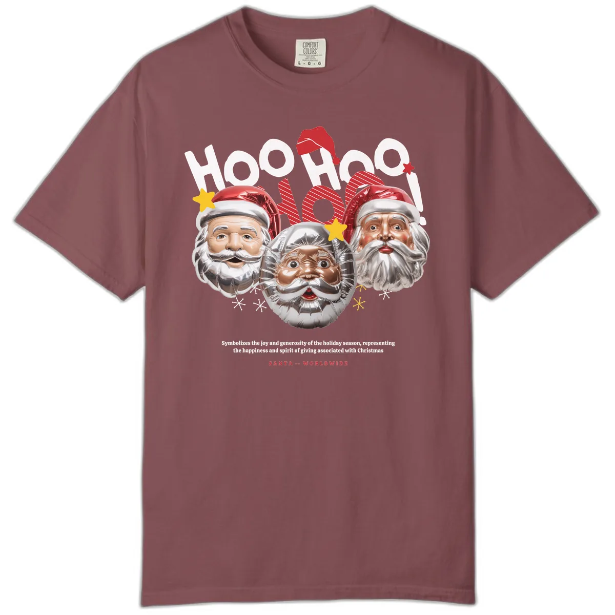 Hoo Hoo Hoo Santa Faces Comfort Color in Brick