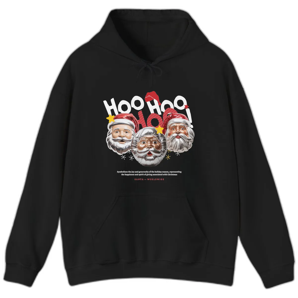 Hoo Hoo Hoo Santa Faces Hoodie in Black