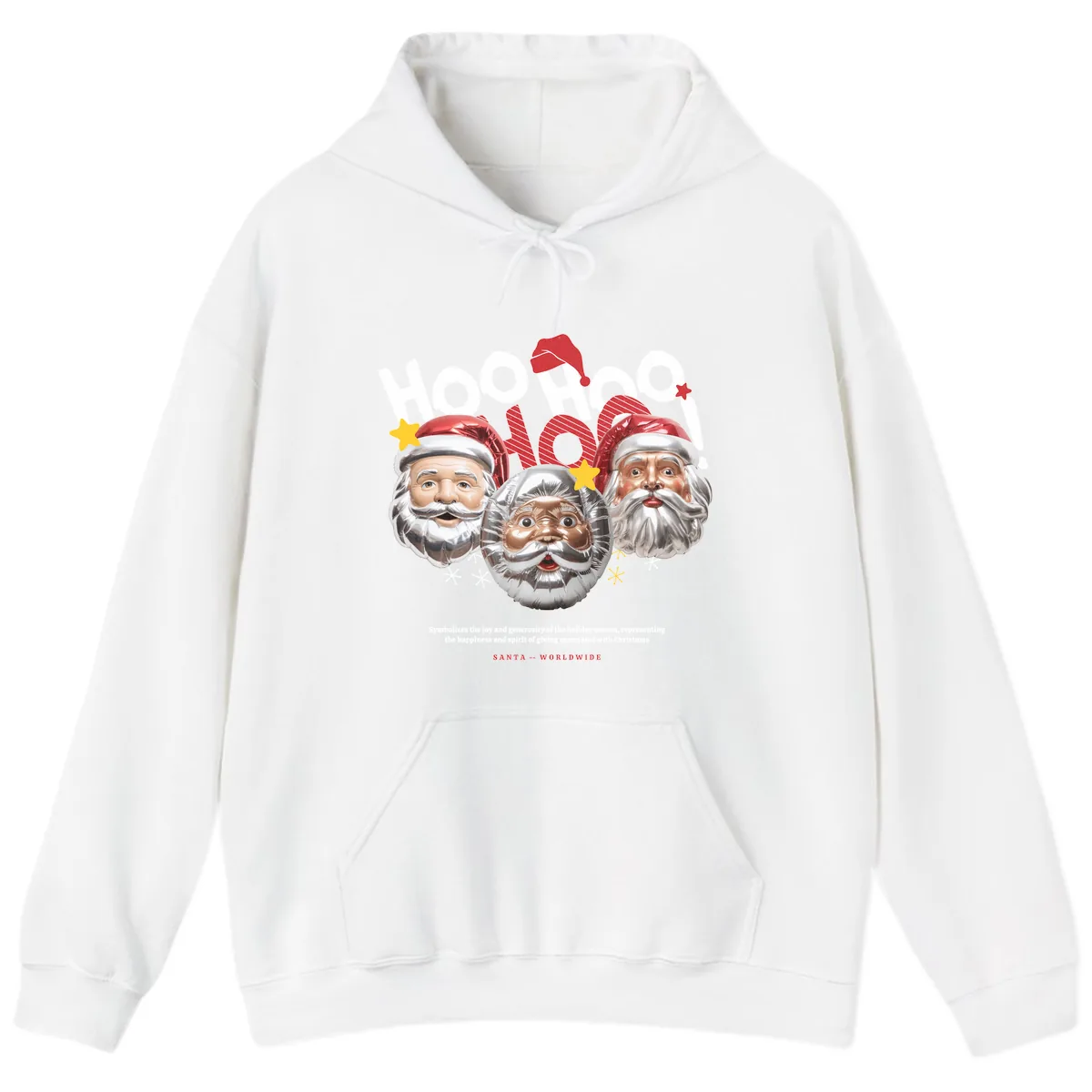 Hoo Hoo Hoo Santa Faces Hoodie in White