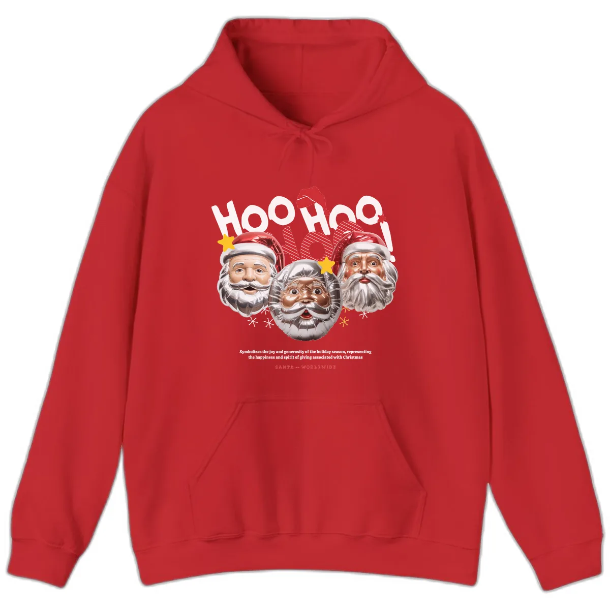 Hoo Hoo Hoo Santa Faces Hoodie in Red