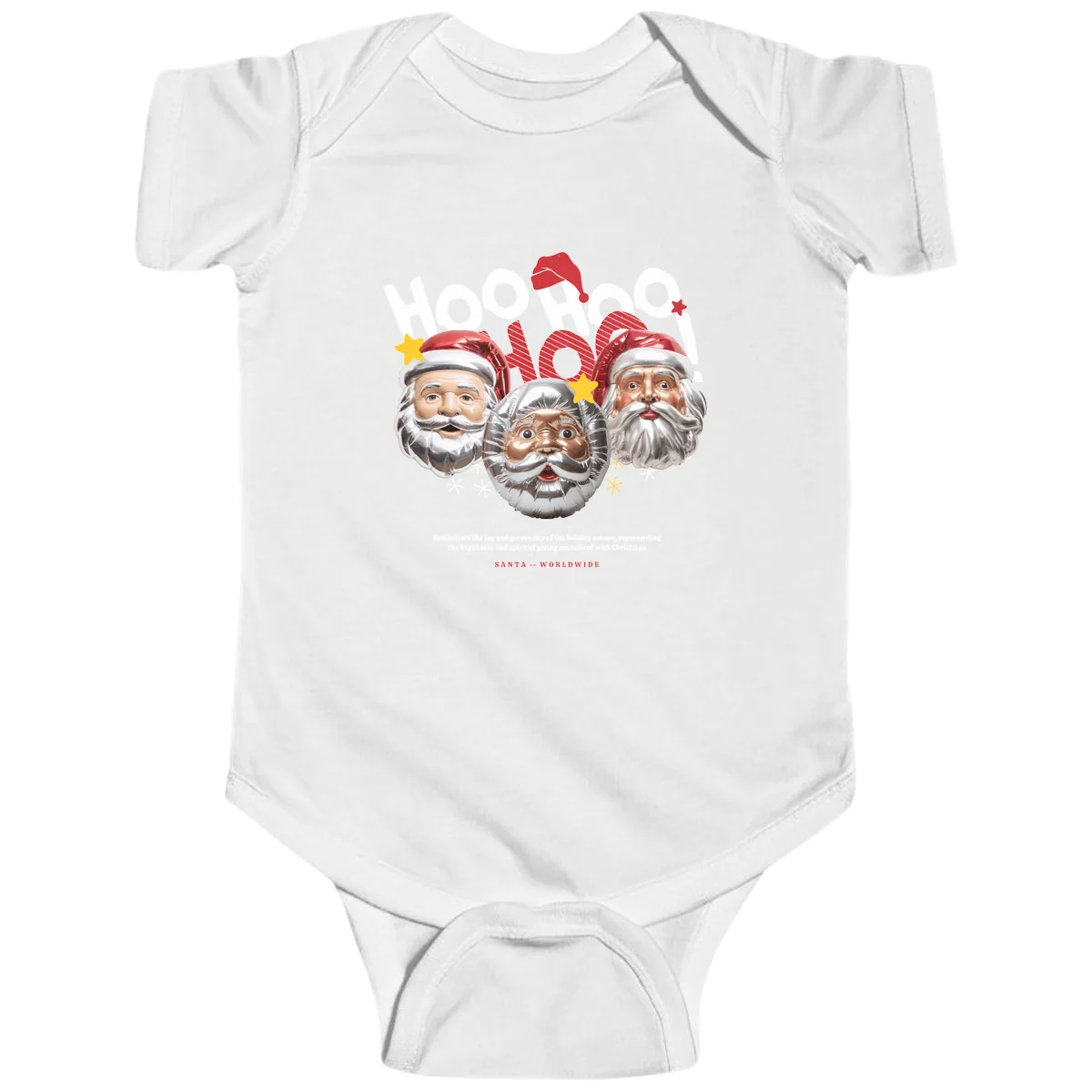 Hoo Hoo Hoo Santa Faces Baby Onesie in White