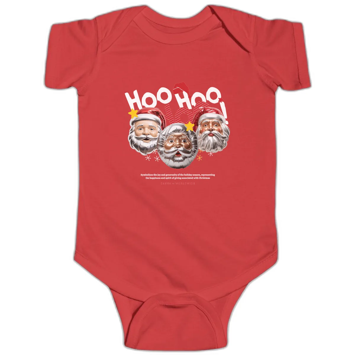 Hoo Hoo Hoo Santa Faces Baby Onesie in Red