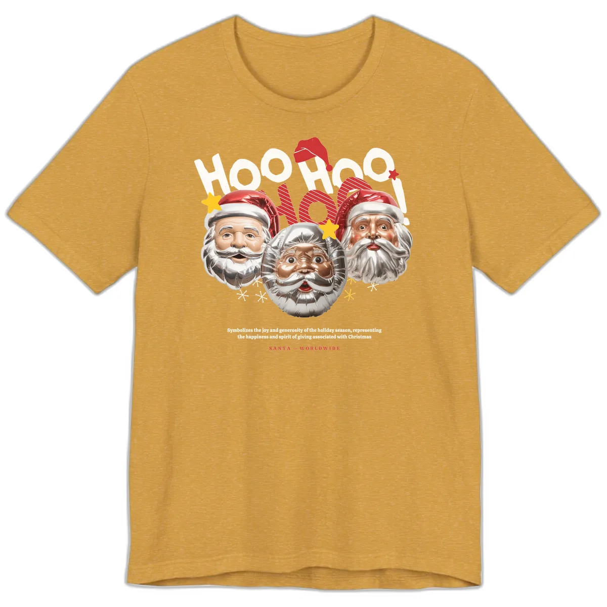 Hoo Hoo Hoo Santa Faces Premium T-Shirt in Heather Mustard