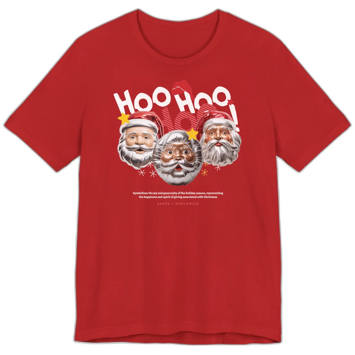 Hoo Hoo Hoo Santa Faces Premium T-Shirt in Red