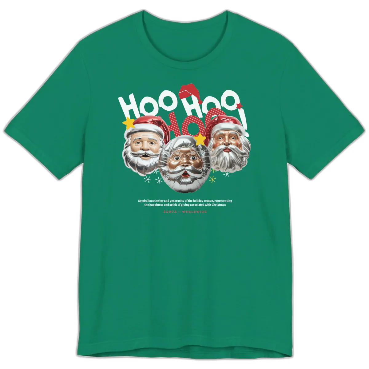 Hoo Hoo Hoo Santa Faces Premium T-Shirt in Kelly