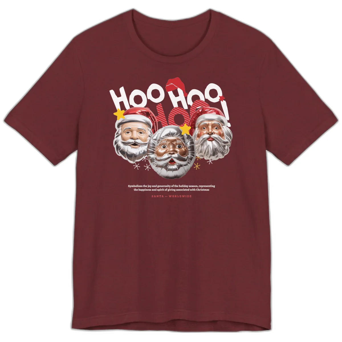 Hoo Hoo Hoo Santa Faces Premium T-Shirt in Heather Cardinal