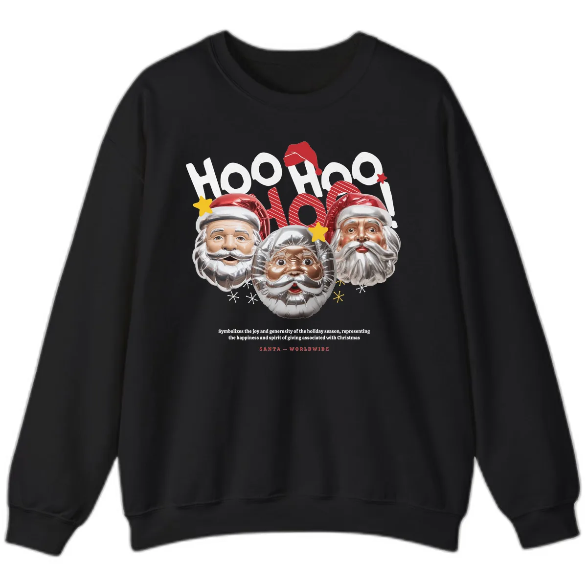 Hoo Hoo Hoo Santa Faces Sweatshirt in Black