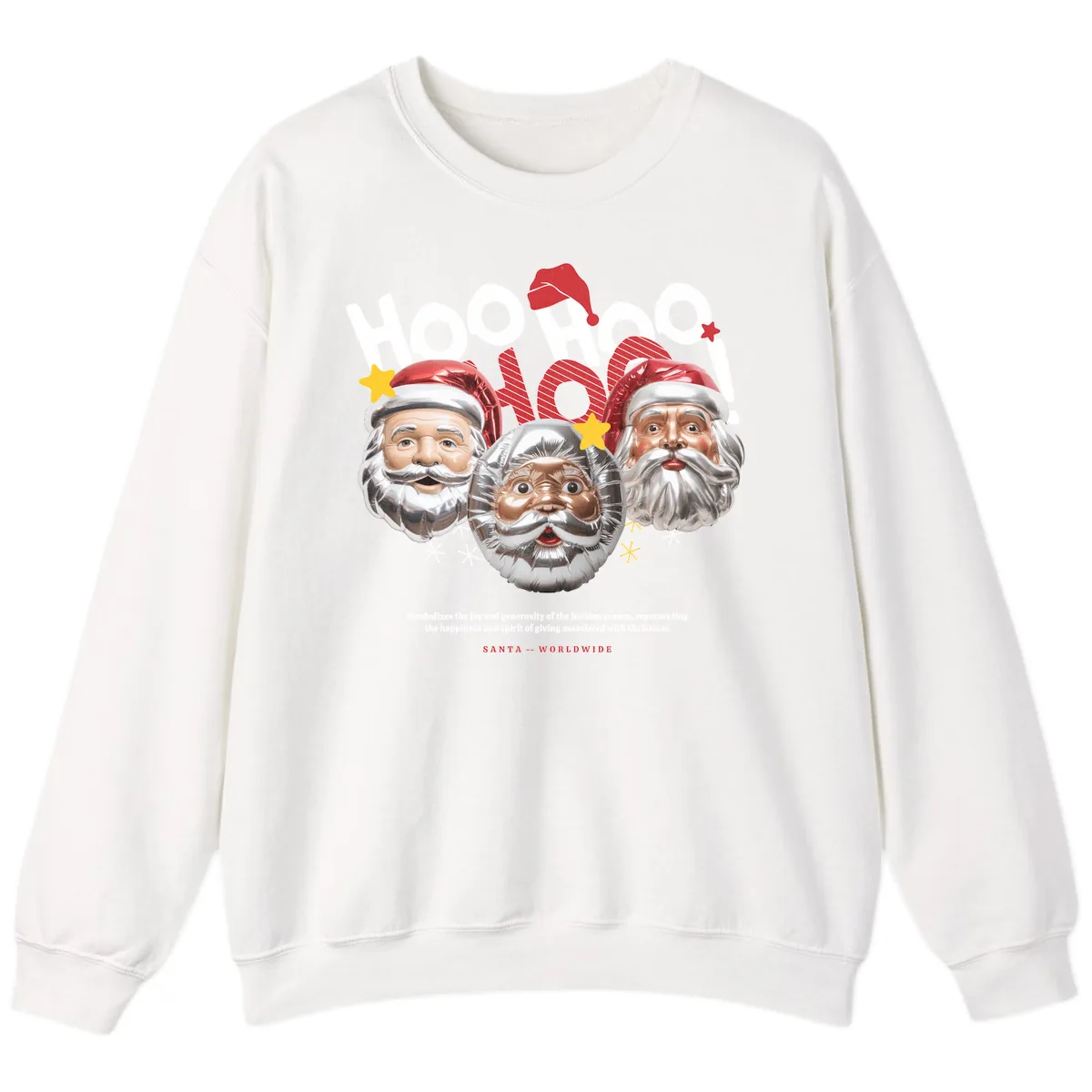 Hoo Hoo Hoo Santa Faces Sweatshirt in White