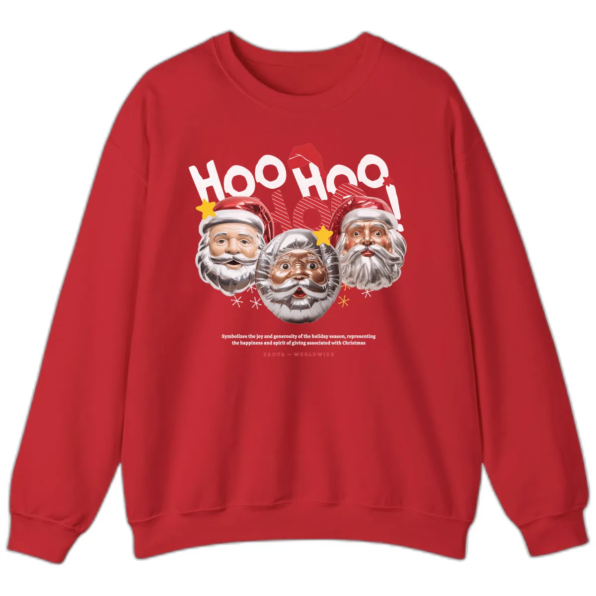 Hoo Hoo Hoo Santa Faces Sweatshirt in Red
