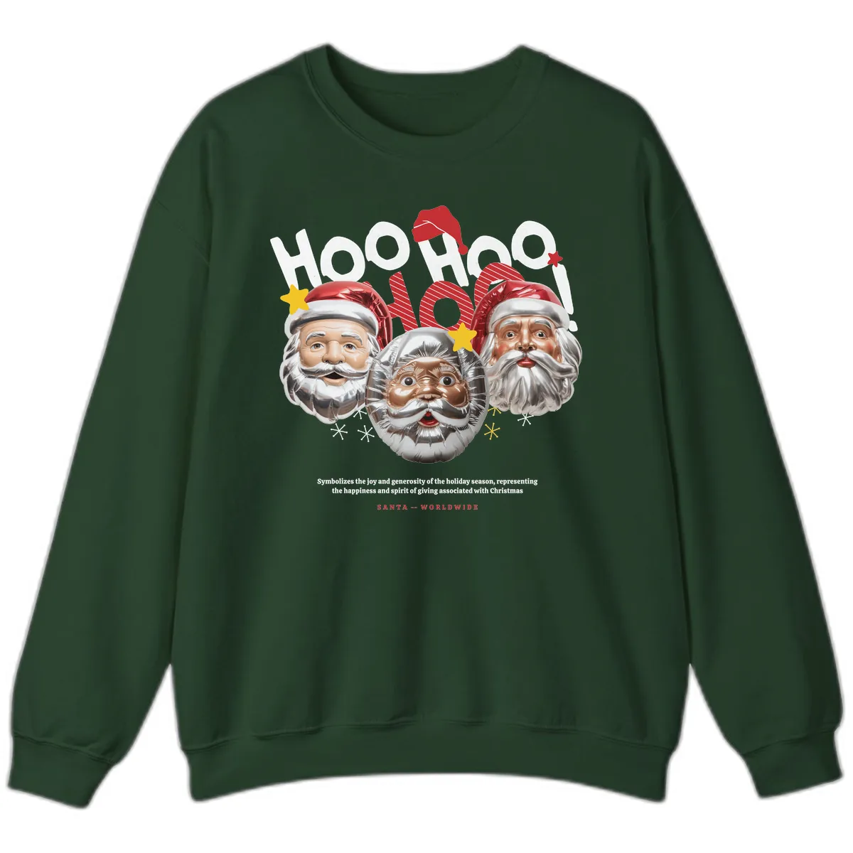 Hoo Hoo Hoo Santa Faces Sweatshirt in Forest Green