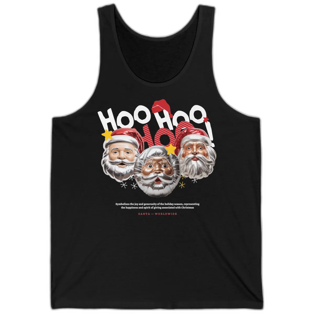 Hoo Hoo Hoo Santa Faces Tank in Black