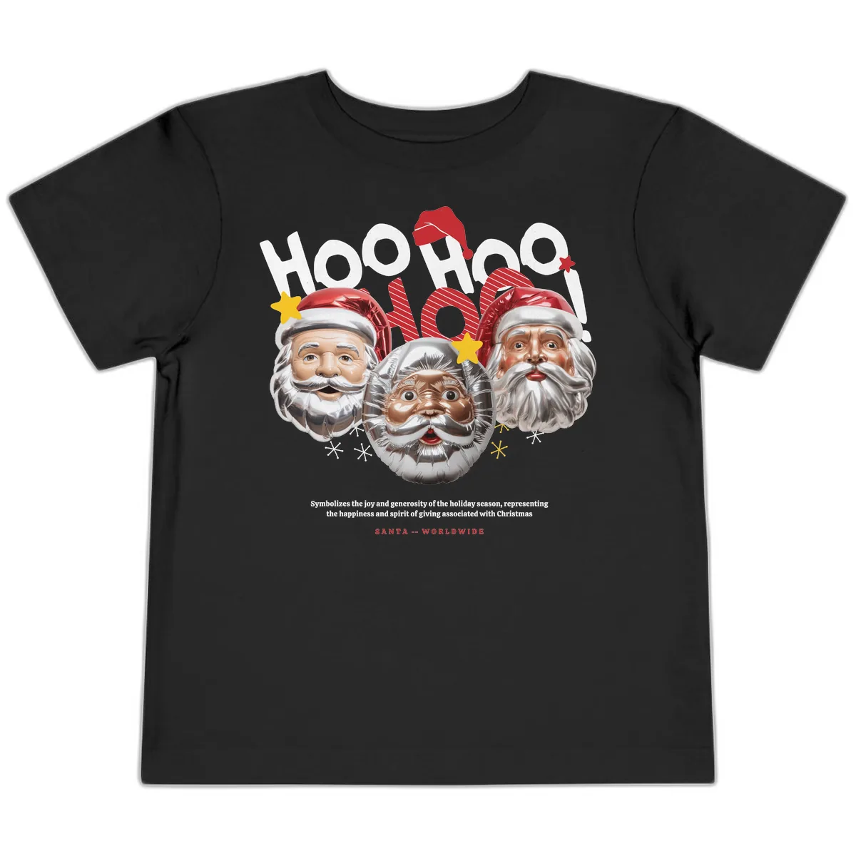 Hoo Hoo Hoo Santa Faces Toddler T-Shirt in Black