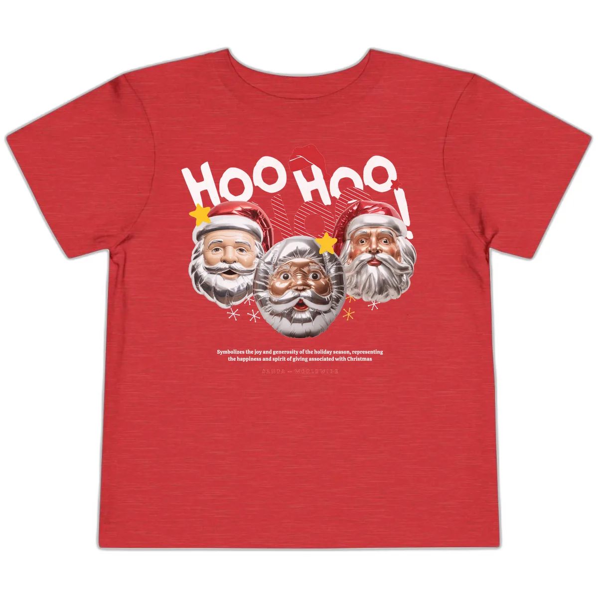 Hoo Hoo Hoo Santa Faces Toddler T-Shirt in Heather Red