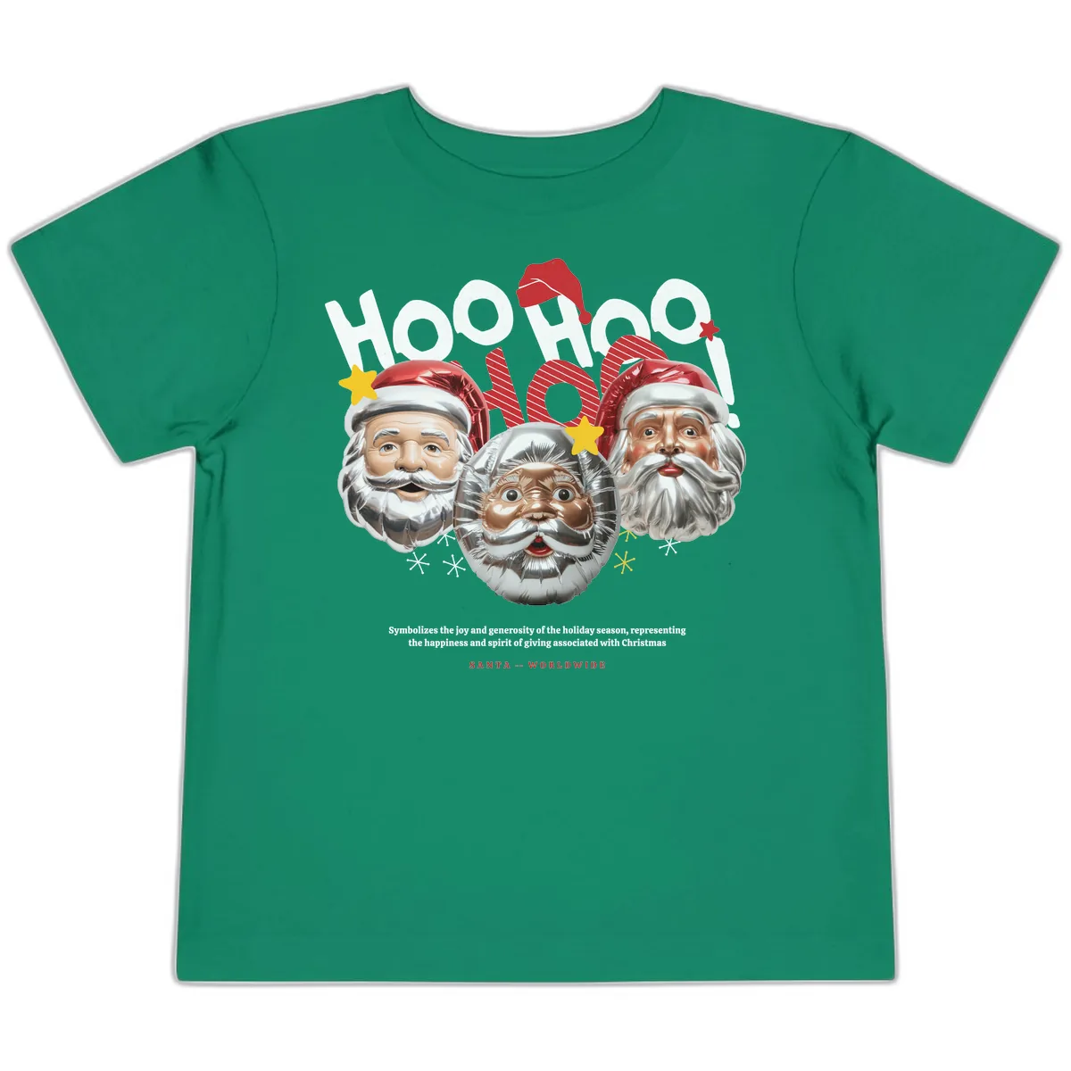 Hoo Hoo Hoo Santa Faces Toddler T-Shirt in Kelly