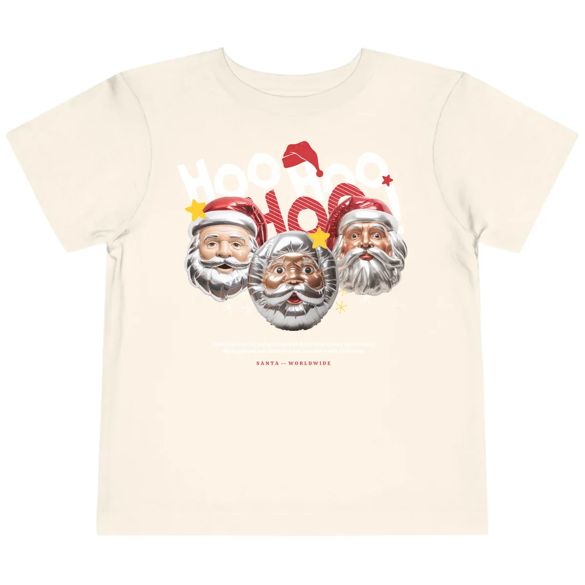 Hoo Hoo Hoo Santa Faces Toddler T-Shirt in Natural
