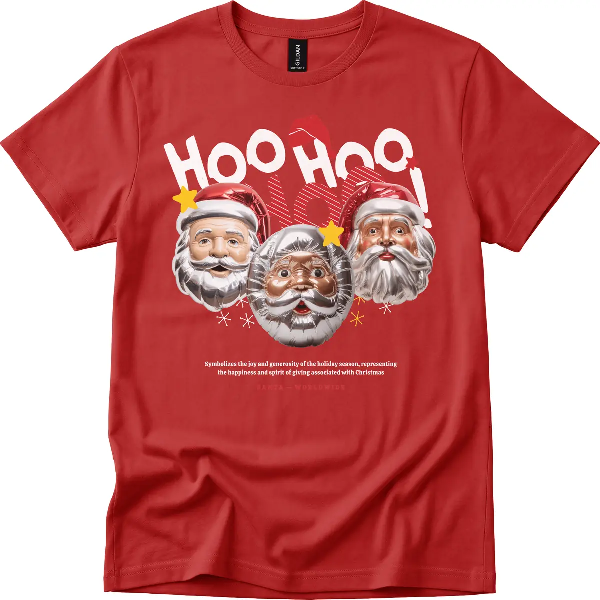 Hoo Hoo Hoo Santa Faces T-Shirt in Red