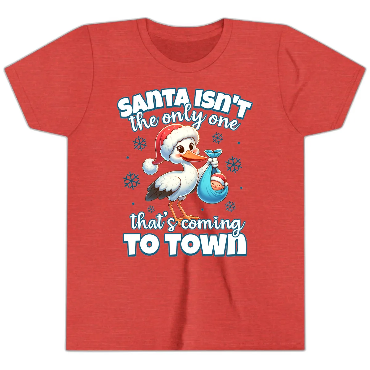 Santa Isn't The Only One Coming To Town Youth T-Shirt in Heather Red