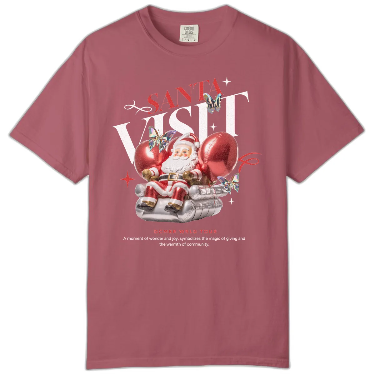 Santa's December World Tour Comfort Color in Crimson