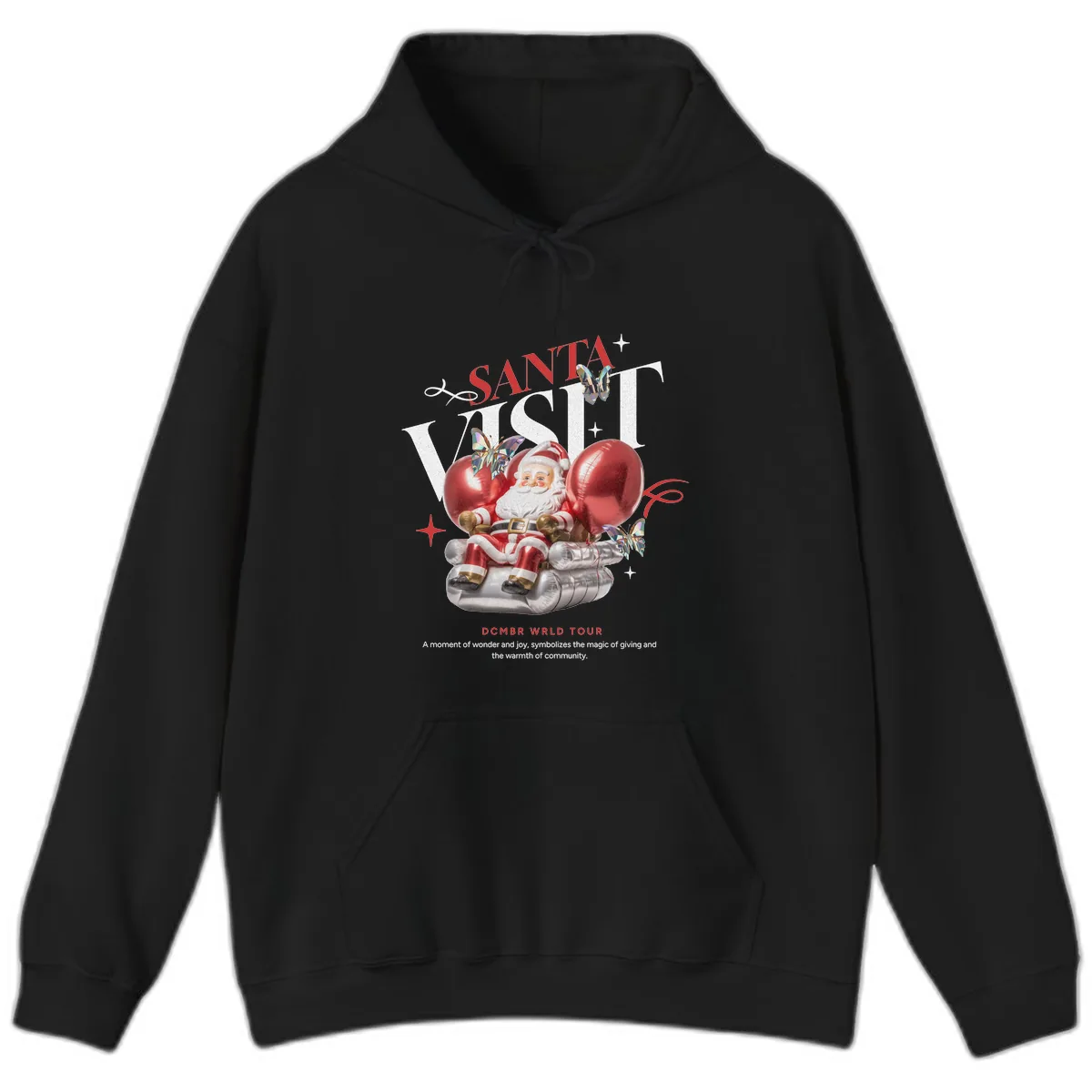 Santa's December World Tour Hoodie in Black