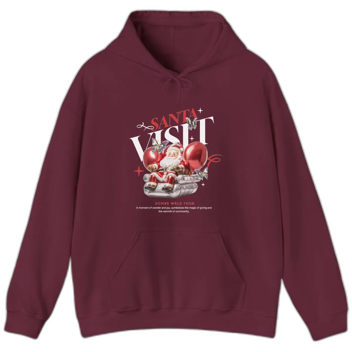 Santa's December World Tour Hoodie in Maroon