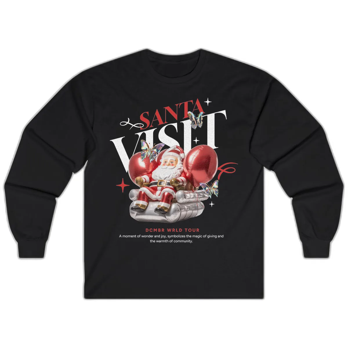 Santa's December World Tour Long Sleeve in Black